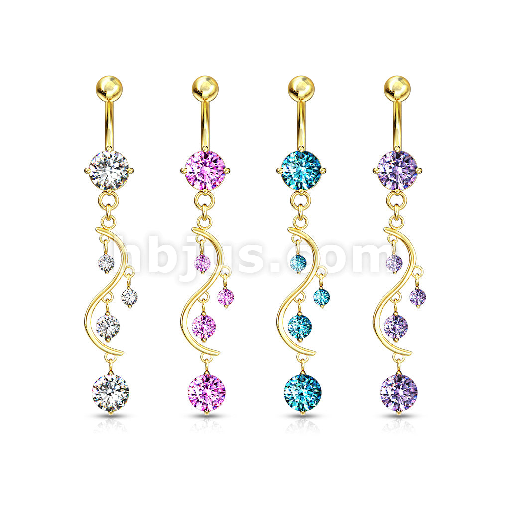 316L Surgical Steel 316L Surgical Steel Solitare Round CZ/CZ Vine... - Image 7