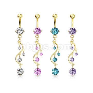 316L Surgical Steel 316L Surgical Steel Solitare Round CZ/CZ Vine... - Image 7