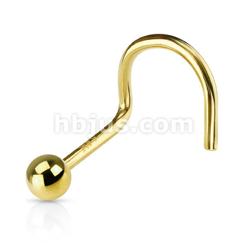 14KT  Gold 2mm Ball Top Nose Screw Ring 14 Karat Solid Gold - Image 3