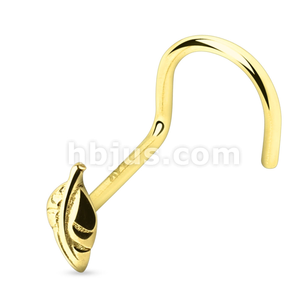 14KT  Gold 14 Karat Solid Gold Leaf Nose Screw - Image 3