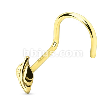 14KT  Gold 14 Karat Solid Gold Leaf Nose Screw - Image 3