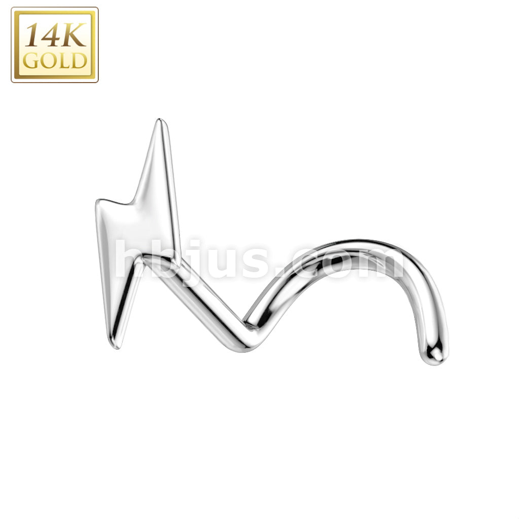 14KT  Gold 14K Gold Nose Screw Rings With Lightning Bolt Top - Image 2