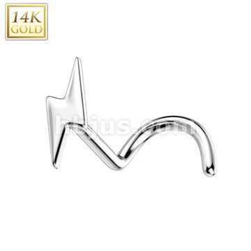 14KT  Gold 14K Gold Nose Screw Rings With Lightning Bolt Top - Image 2