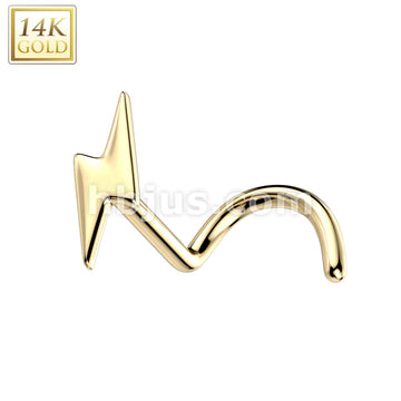14KT  Gold 14K Gold Nose Screw Rings With Lightning Bolt Top - Image 3