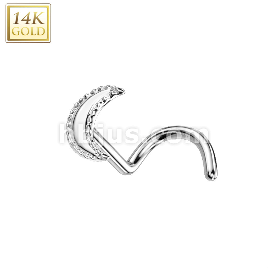 14KT  Gold 14K Gold Nose Screw Rings With Crescent Moon Top - Image 2