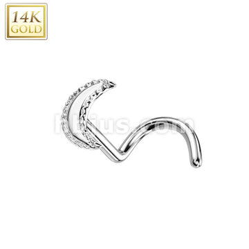 14KT  Gold 14K Gold Nose Screw Rings With Crescent Moon Top - Image 2
