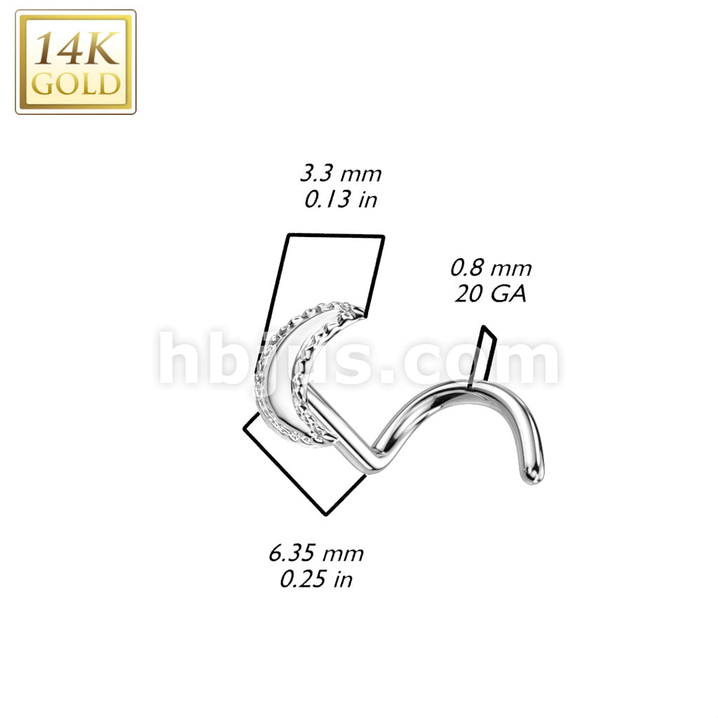 14K Gold Nose Screw Rings With Crescent Moon Top - Image 4