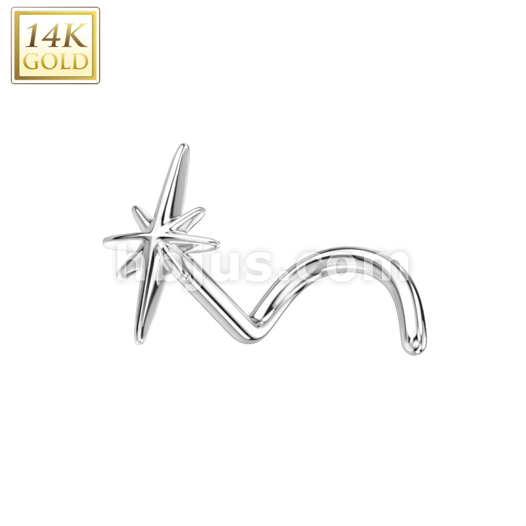 14KT  Gold 14K Gold Nose Screw Rings With Sparkle Top - Image 2
