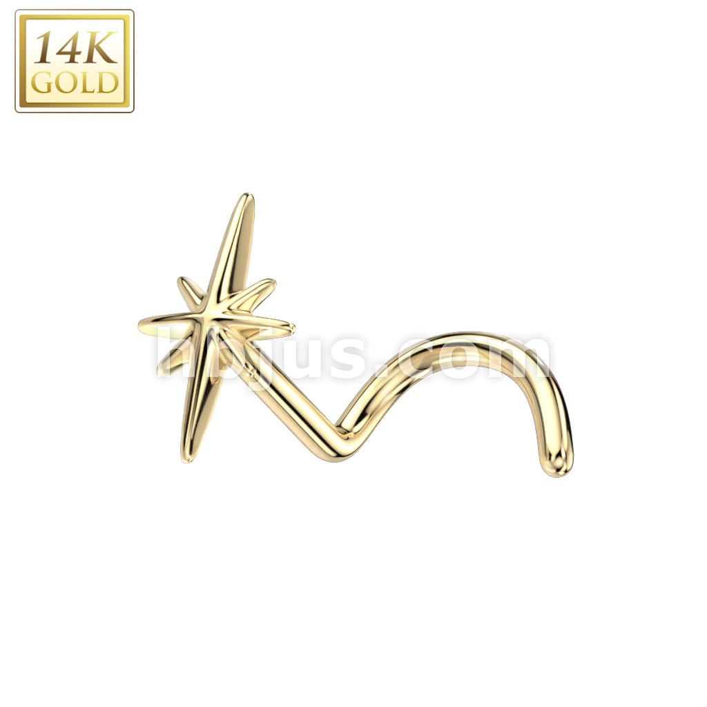 14KT  Gold 14K Gold Nose Screw Rings With Sparkle Top - Image 3