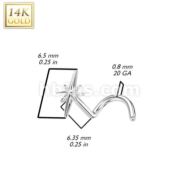 14KT  Gold 14K Gold Nose Screw Rings With Sparkle Top - Image 4