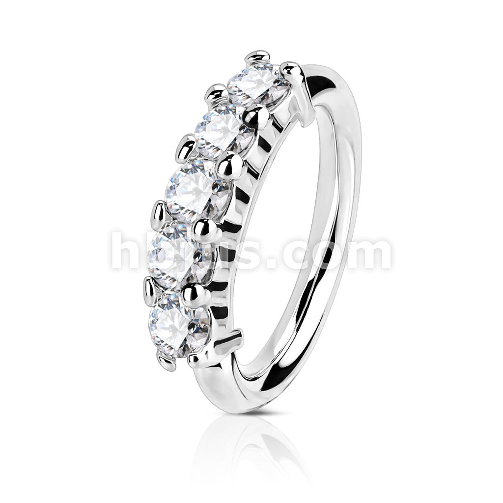 14KT  Gold 14Kt. Gold Five CZ Set OpenHoop Rings for Nose, Ear... - Image 2