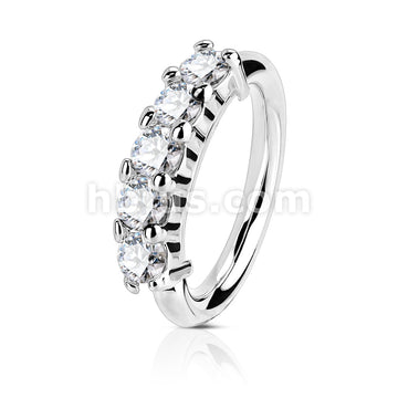14KT  Gold 14Kt. Gold Five CZ Set OpenHoop Rings for Nose, Ear... - Image 2