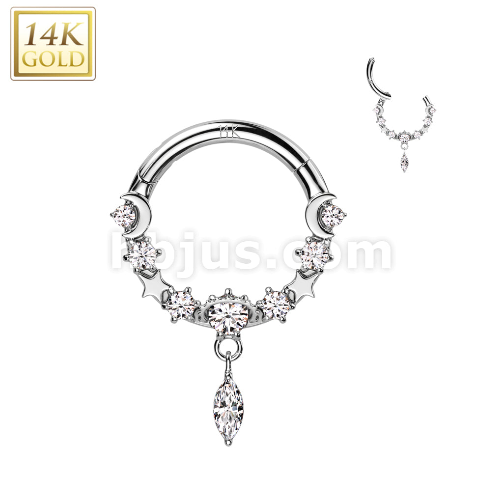 14KT  Gold 14K Gold Hinged Segment Ring With Front Facing CZ's and... - Image 2
