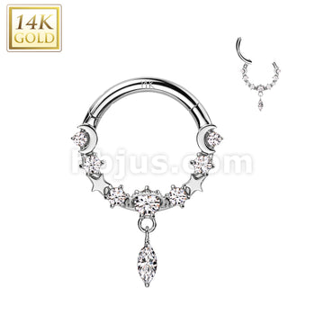 14KT  Gold 14K Gold Hinged Segment Ring With Front Facing CZ's and... - Image 2