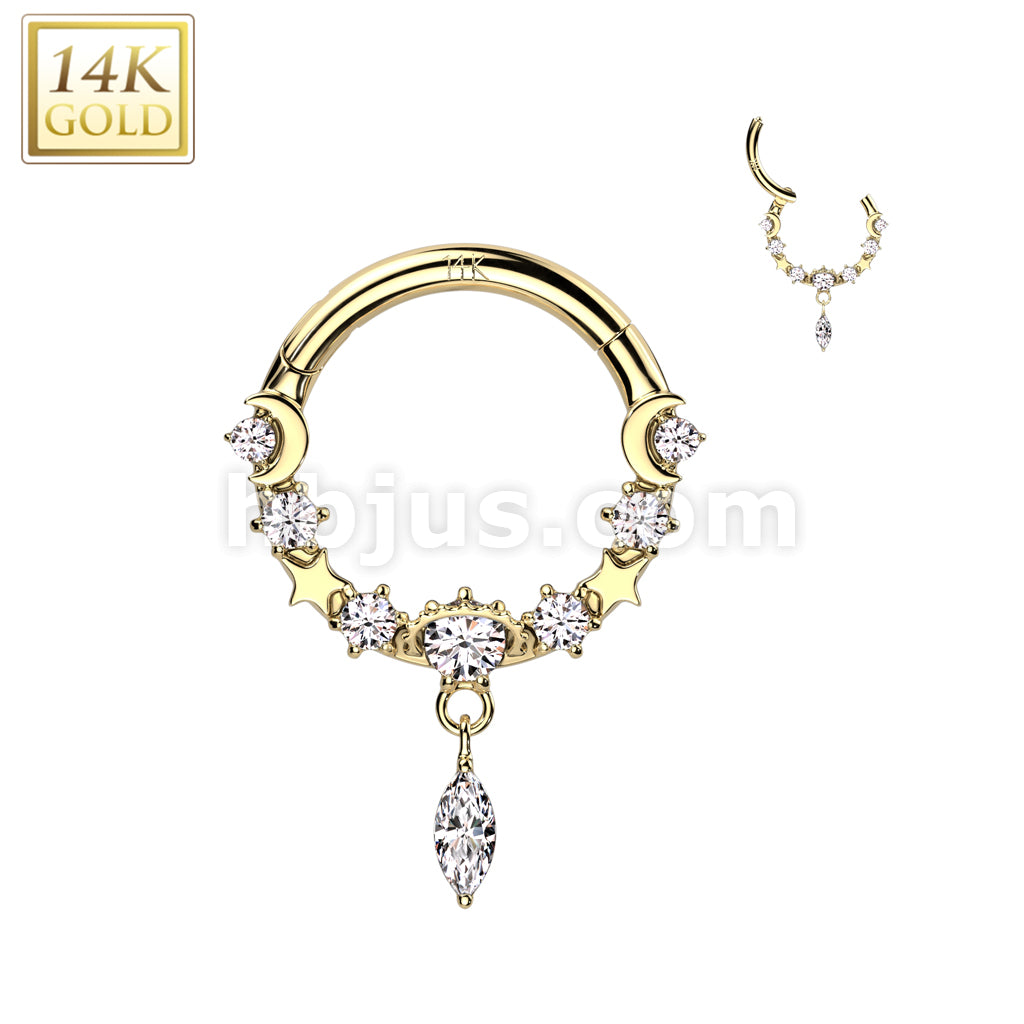 14KT  Gold 14K Gold Hinged Segment Ring With Front Facing CZ's and... - Image 3