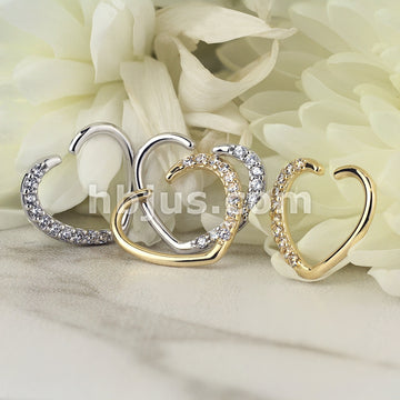 14KT  Gold 14Kt. Gold CZ Paved Heart Shape Ear Cartilage, Daith Hoop... - Image 4