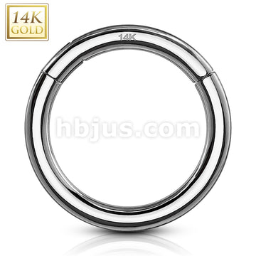14KT  Gold 14K Solid White Gold Hinged Segment Hoop Ring - Image 2