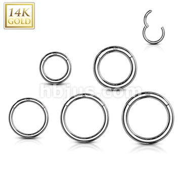 14KT  Gold 14K Solid White Gold Hinged Segment Hoop Ring - Image 3