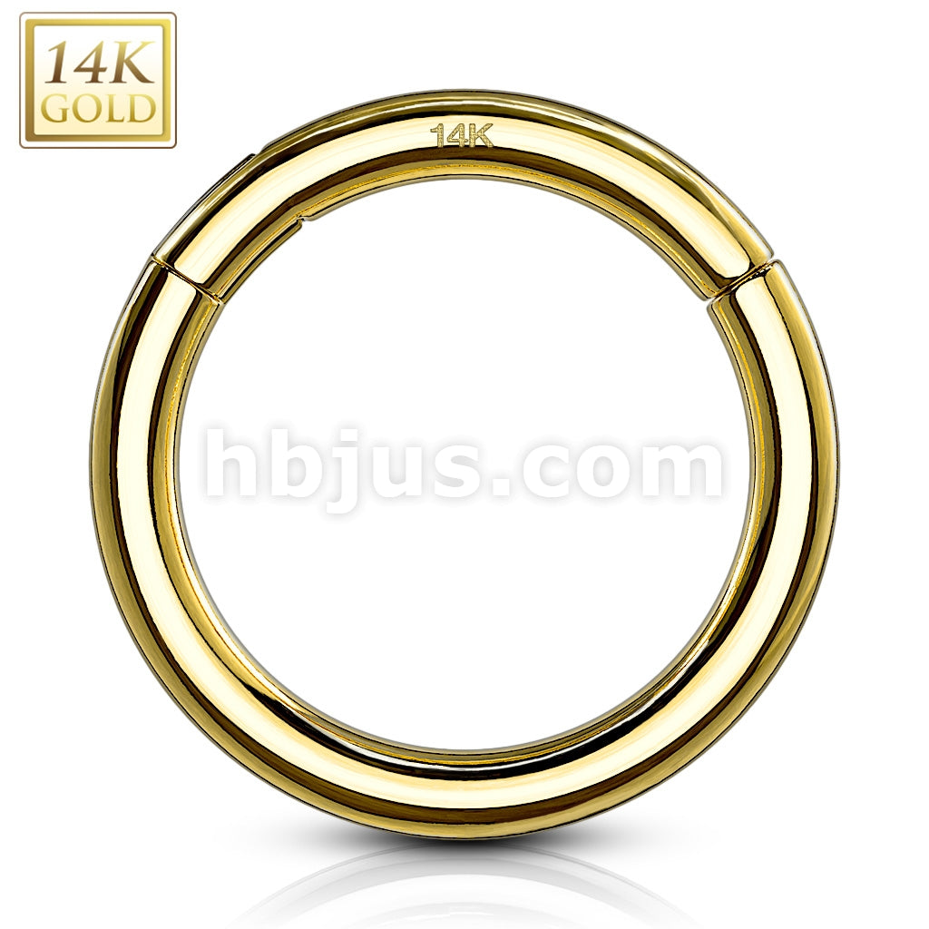 14KT  Gold 14K Solid Yellow Gold Hinged Segment Hoop Ring - Image 2