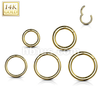 14KT  Gold 14K Solid Yellow Gold Hinged Segment Hoop Ring - Image 3