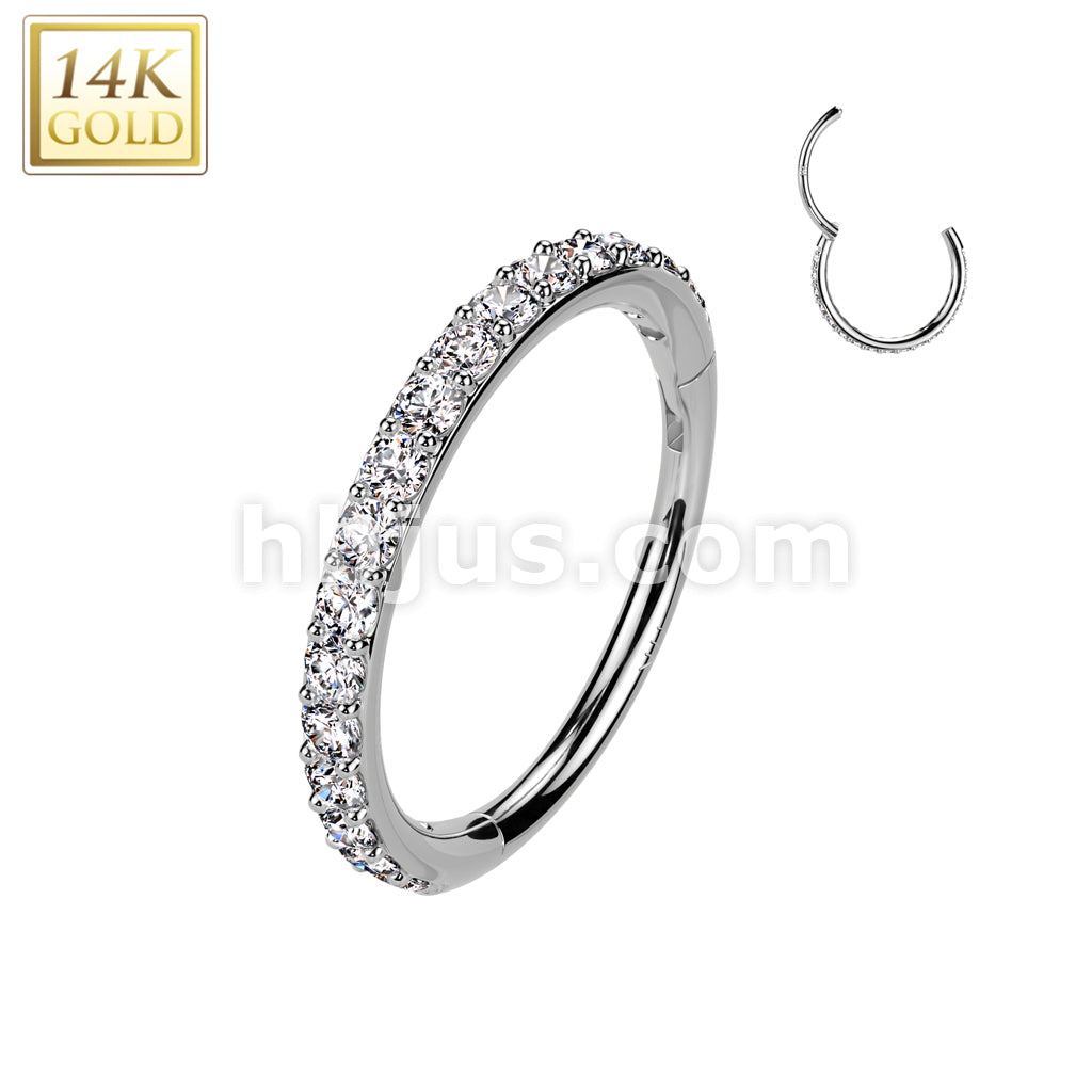 14KT  Gold 14K Gold Hinged Segment Hoop Ring in 20ga With Outward... - Image 2