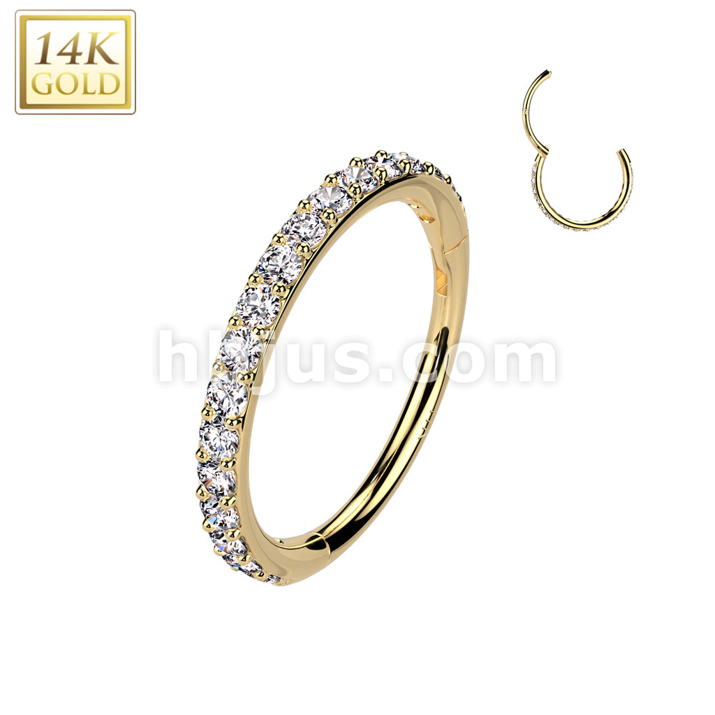 14KT  Gold 14K Gold Hinged Segment Hoop Ring in 20ga With Outward... - Image 3