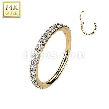 14KT  Gold 14K Gold Hinged Segment Hoop Ring in 20ga With Outward... - Image 3
