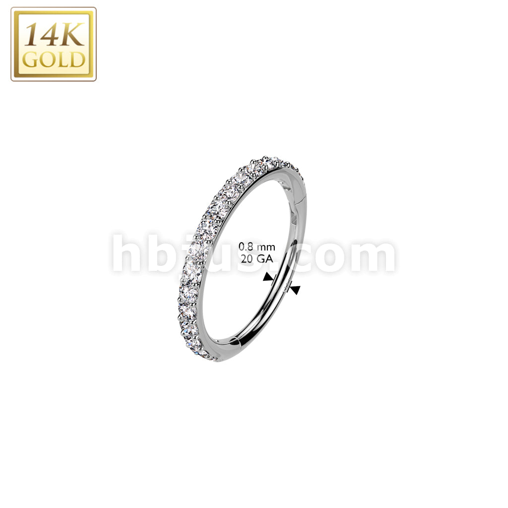 14KT  Gold 14K Gold Hinged Segment Hoop Ring in 20ga With Outward... - Image 4