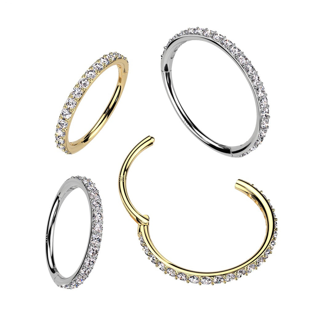 14KT Gold 14K Gold Hinged Segment Hoop Ring in 18ga With Outward...