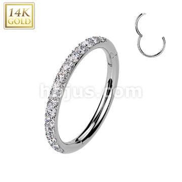 14KT  Gold 14K Gold Hinged Segment Hoop Ring in 18ga With Outward... - Image 2