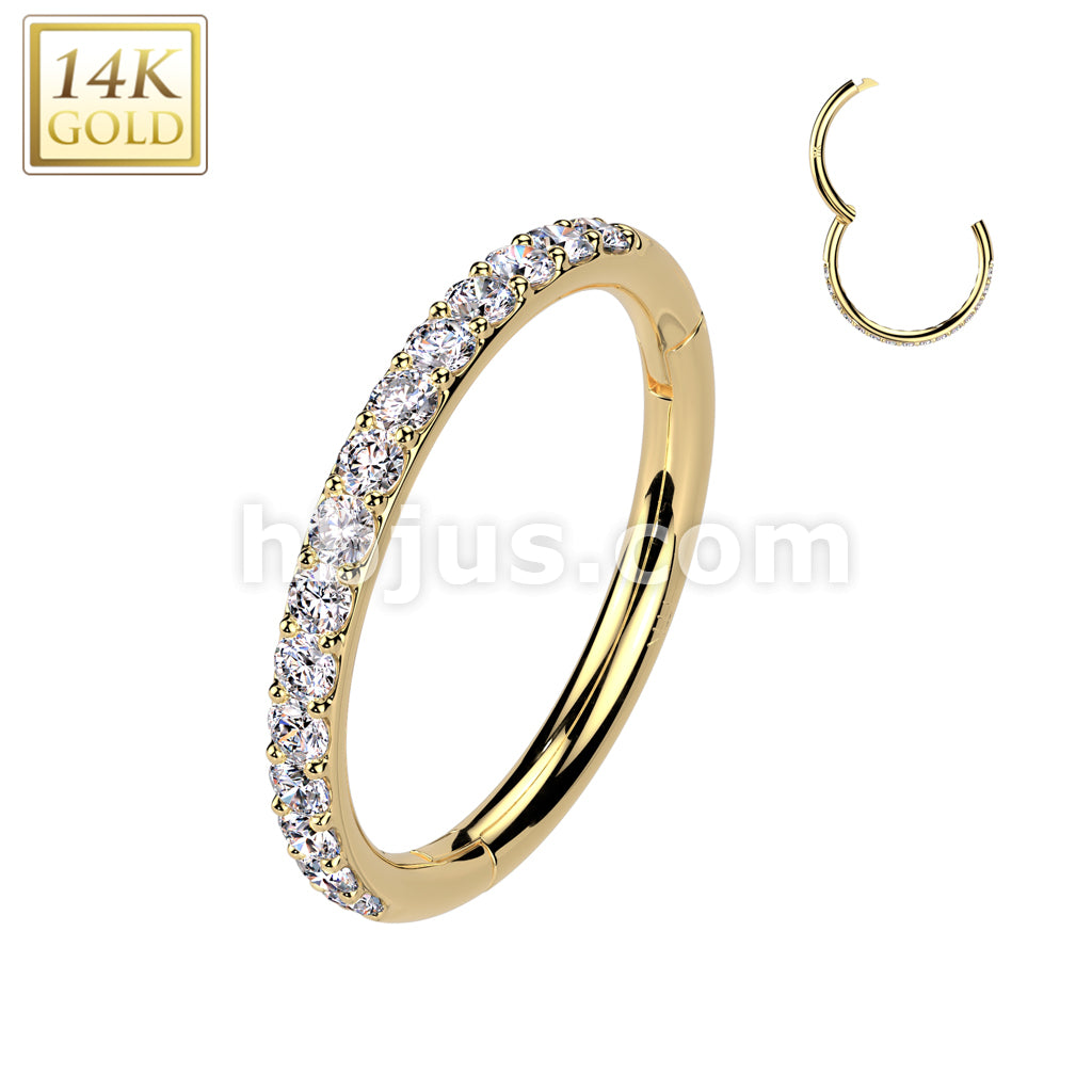 14KT  Gold 14K Gold Hinged Segment Hoop Ring in 18ga With Outward... - Image 3