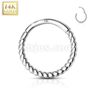 14KT  Gold 14K Gold Braided Hinged Hoop Rings for Ear Cartilage, Nose... - Image 3
