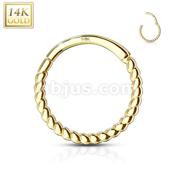 14KT  Gold 14K Gold Braided Hinged Hoop Rings for Ear Cartilage, Nose... - Image 4