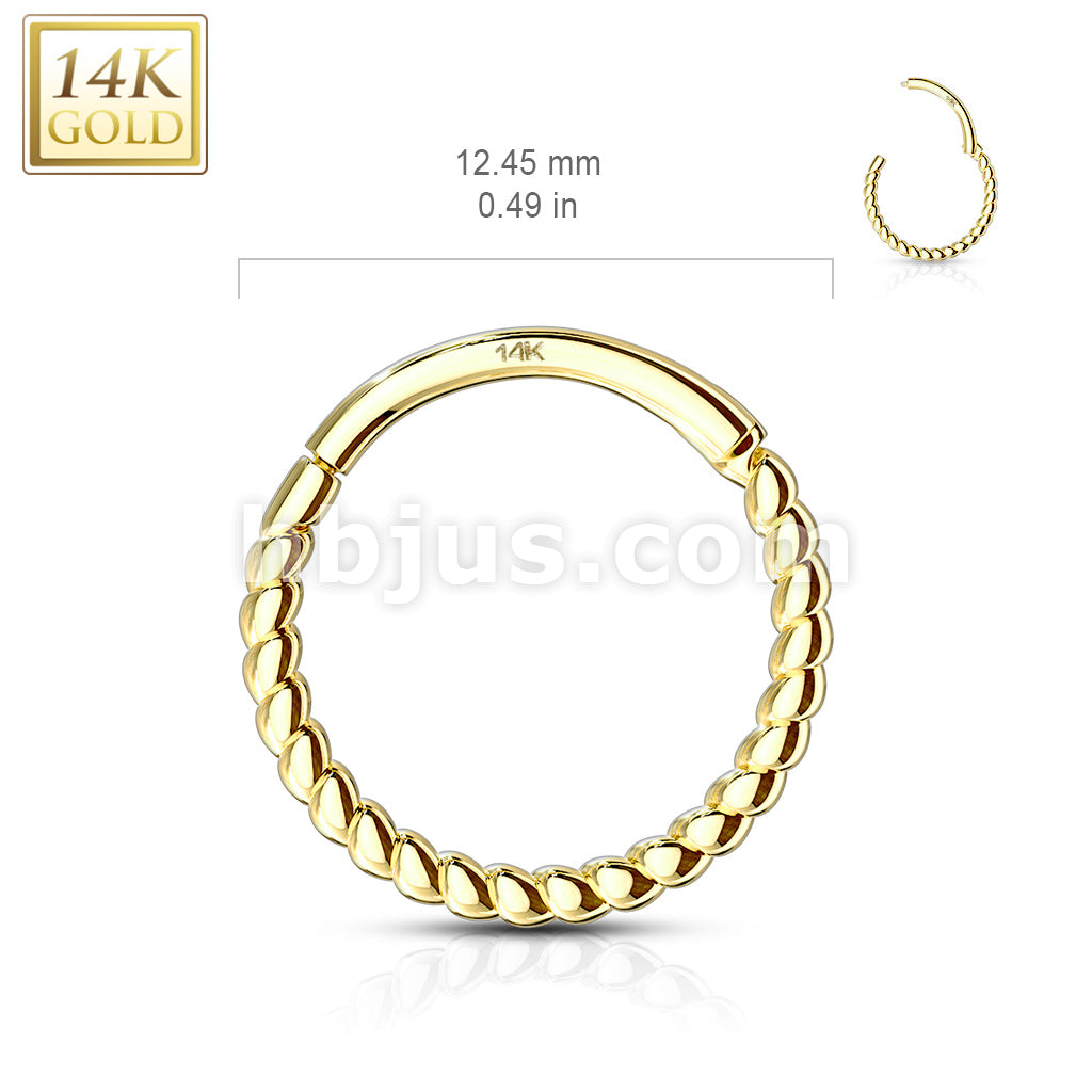 14KT  Gold 14K Gold Braided Hinged Hoop Rings for Ear Cartilage, Nose... - Image 5