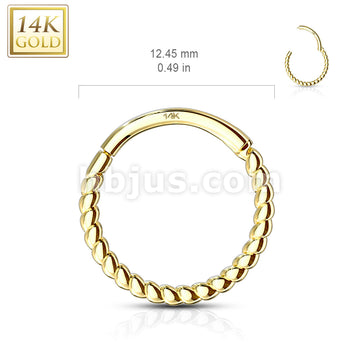 14KT  Gold 14K Gold Braided Hinged Hoop Rings for Ear Cartilage, Nose... - Image 5