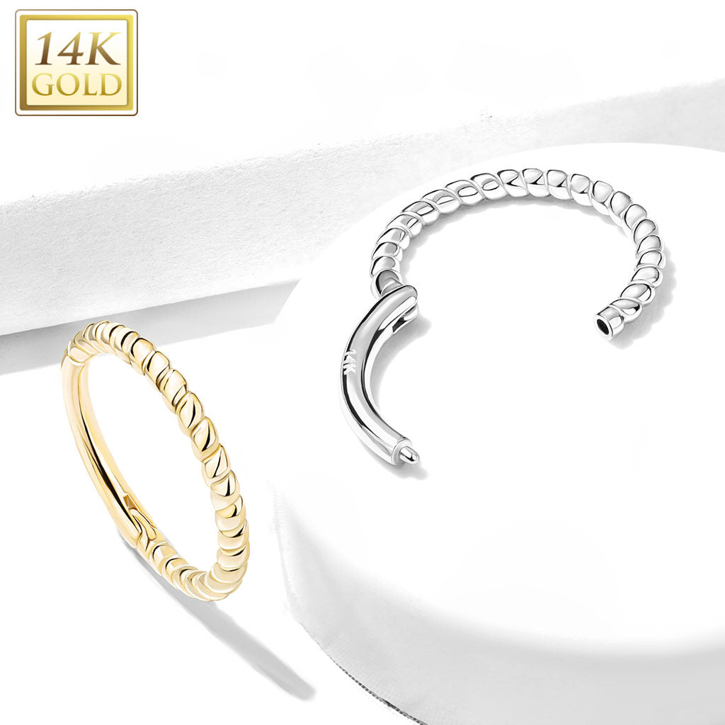 14KT Gold 14K Gold Braided Hinged Hoop Rings for Ear Cartilage, Nose...