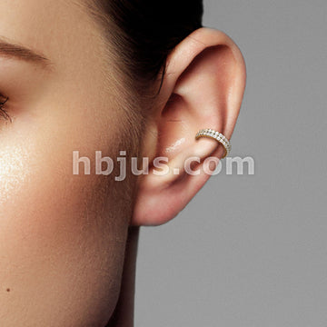 14KT  Gold 14K Gold Hinged Segment Hoop Ring with Double Line Paved CZ - Image 6
