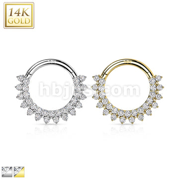 14KT  Gold 14K Gold Hinged Segment Hoop Rings with Forward Facing... - Image 2