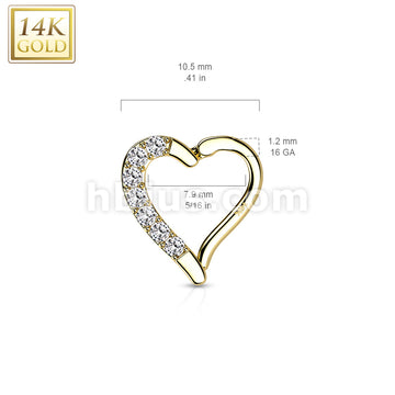 14KT  Gold 14K Gold CZ Paved Heart Hinge Hoops - Image 7