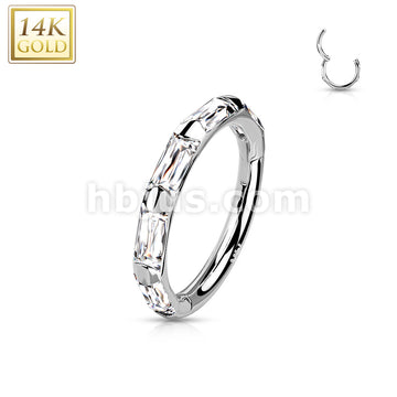 14KT  Gold 14K Gold Hinged Segment Hoop Rings with Outward Facing... - Image 3