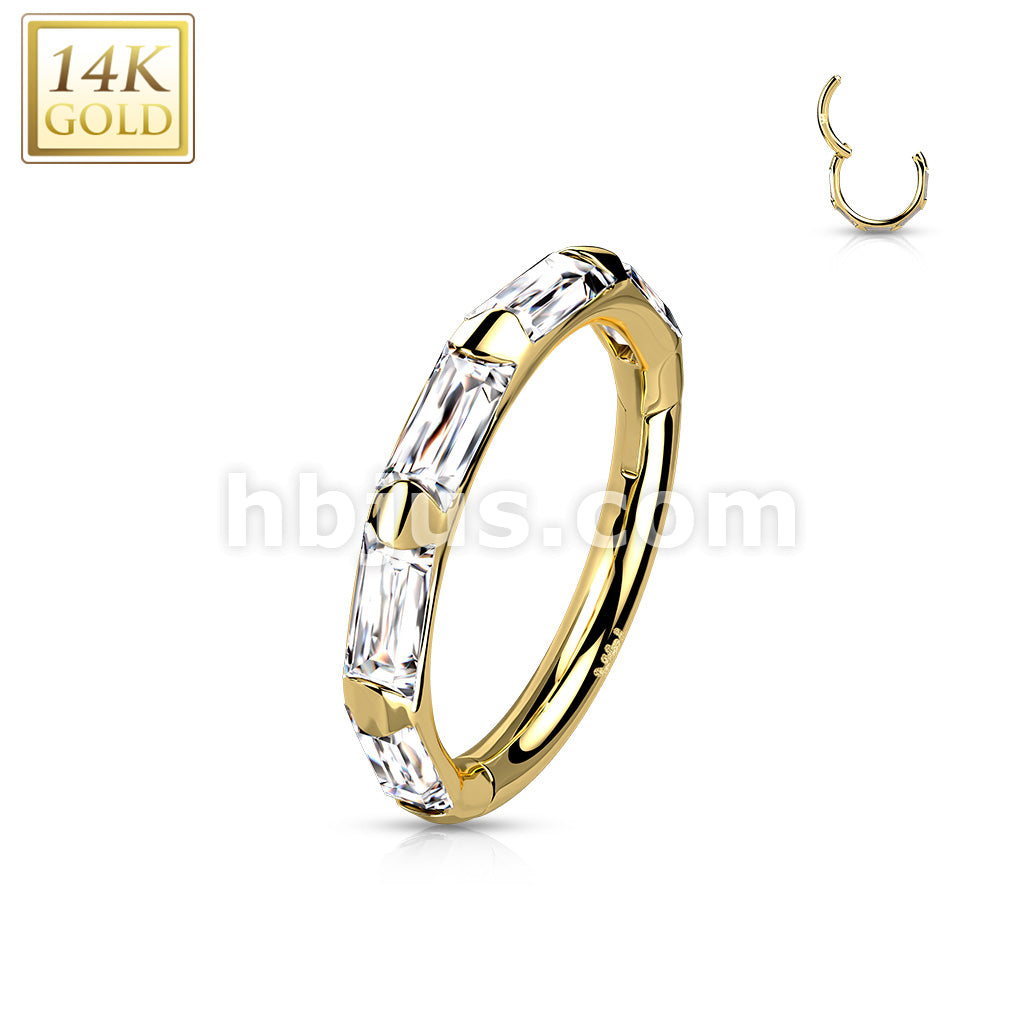 14KT  Gold 14K Gold Hinged Segment Hoop Rings with Outward Facing... - Image 4