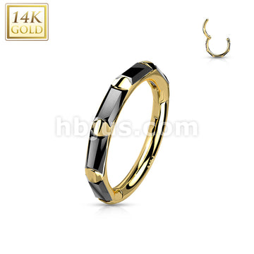 14KT  Gold 14K Gold Hinged Segment Hoop Rings with Outward Facing... - Image 5