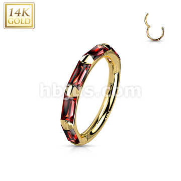 14KT  Gold 14K Gold Hinged Segment Hoop Rings with Outward Facing... - Image 6