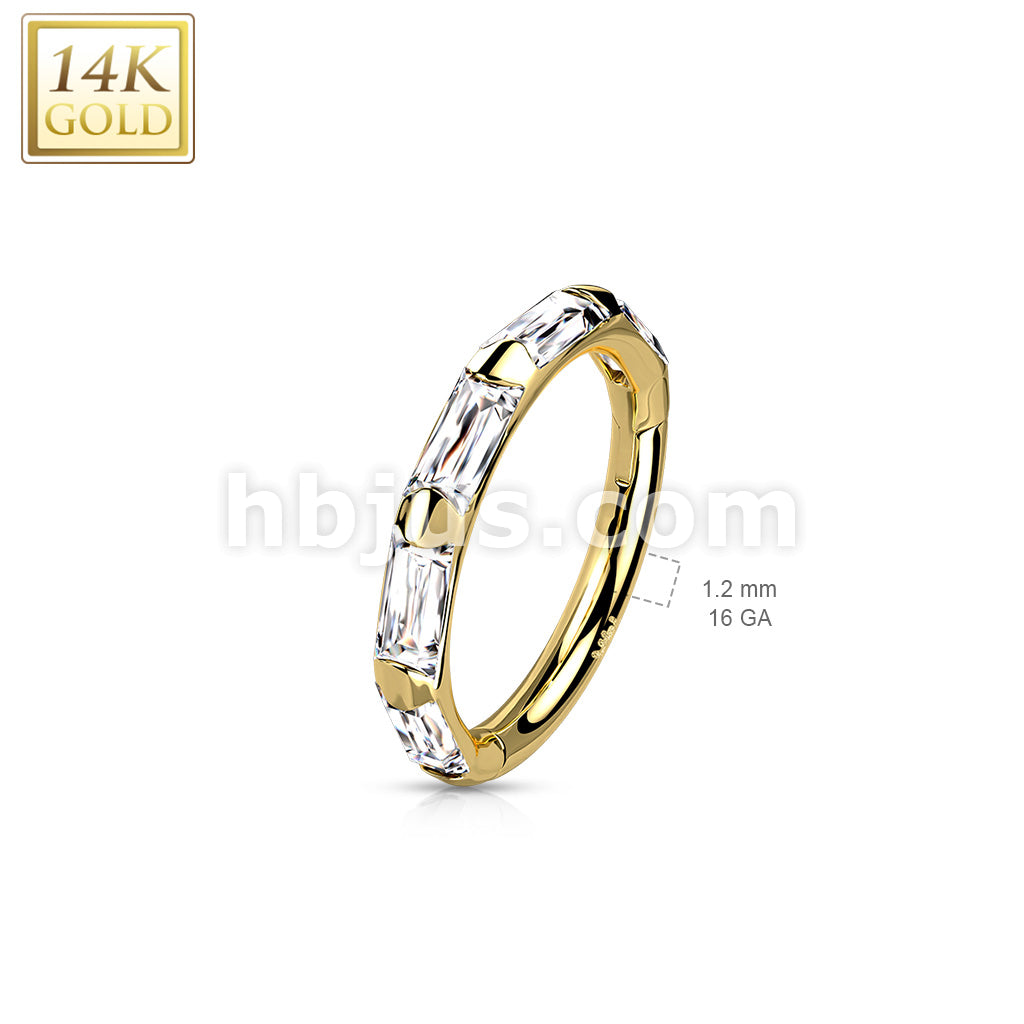 14KT  Gold 14K Gold Hinged Segment Hoop Rings with Outward Facing... - Image 7
