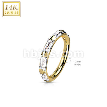 14KT  Gold 14K Gold Hinged Segment Hoop Rings with Outward Facing... - Image 7