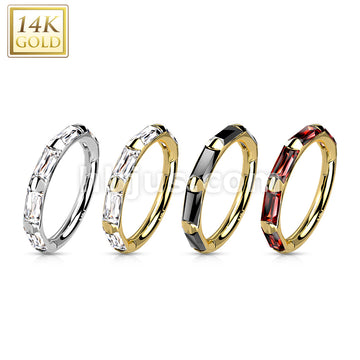 14KT  Gold 14K Gold Hinged Segment Hoop Rings with Outward Facing... - Image 8
