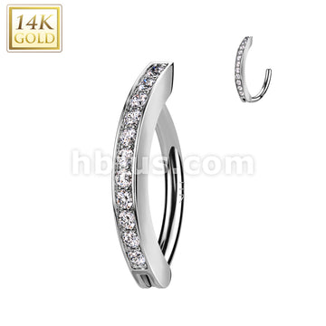 14KT  Gold 14K Gold CNC Set CZ Pave Belly Button Navel Ring - Image 2