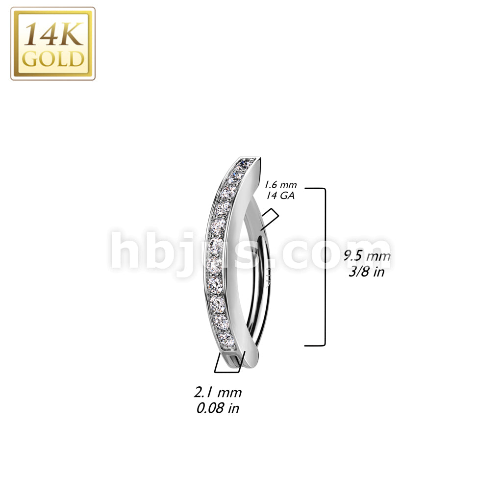 14K Gold CNC Set CZ Pave Belly Button Navel Ring - Image 4