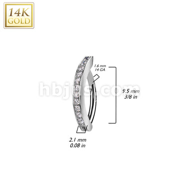 14K Gold CNC Set CZ Pave Belly Button Navel Ring - Image 4