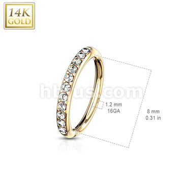14KT  Gold 14 Kt. Gold CZ Paved Half Circle Bendable Hoop Rings For Ear... - Image 5
